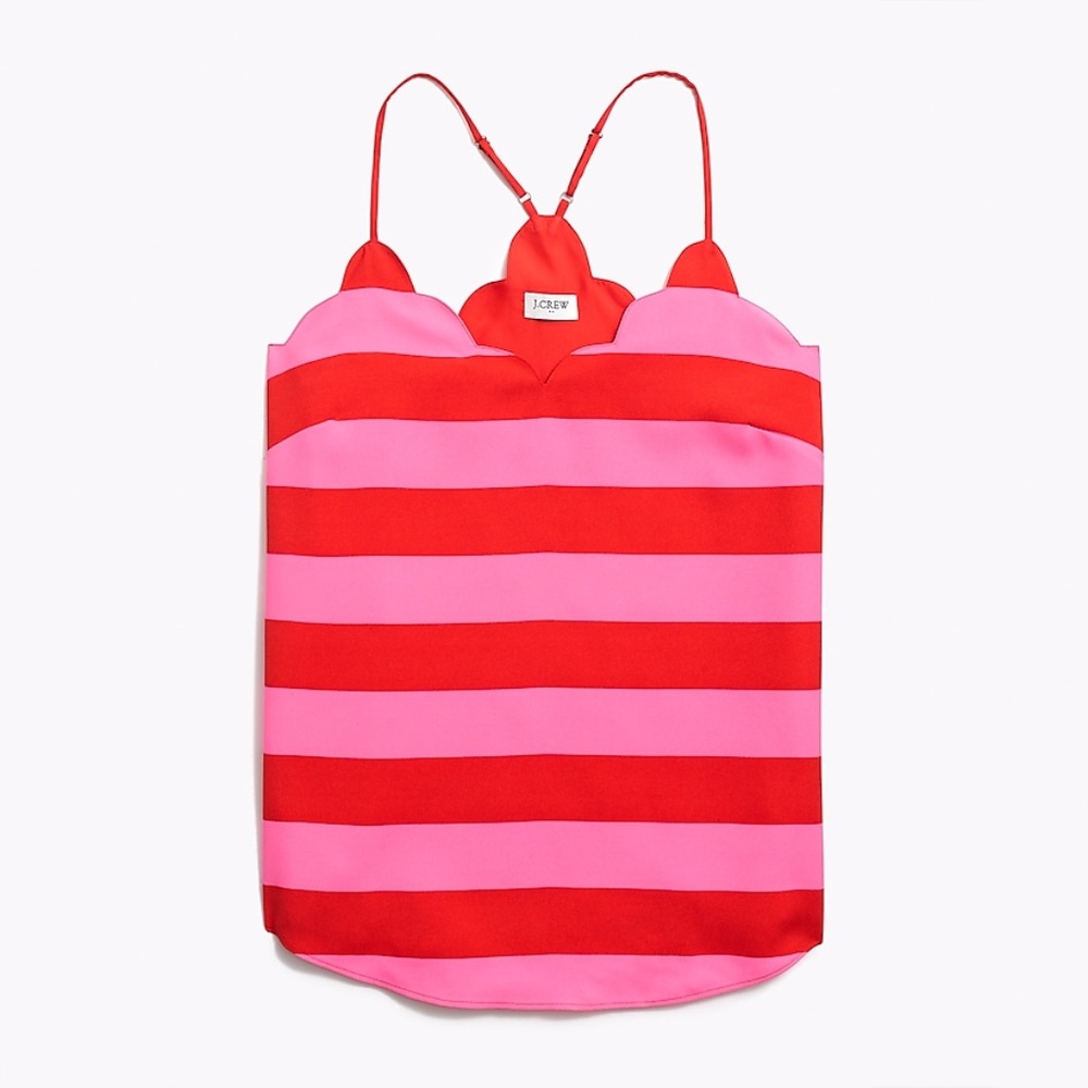 J. Crew Striped Scalloped Cami Top